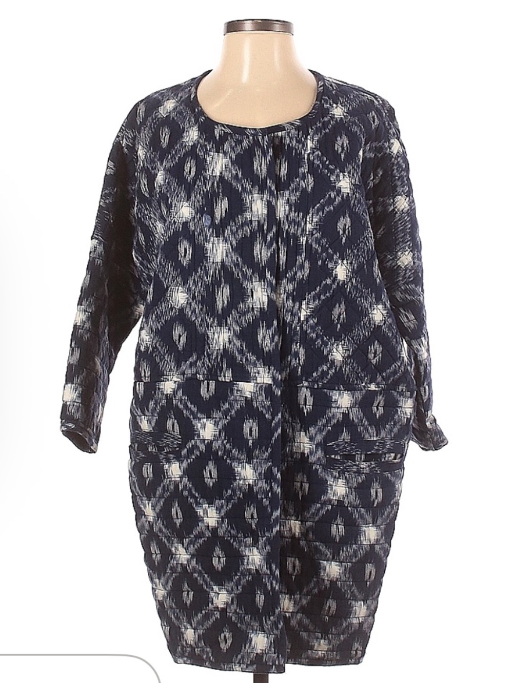 The Odells Oversized Ikat Pattern Quilted Cardigan Jacket Coat